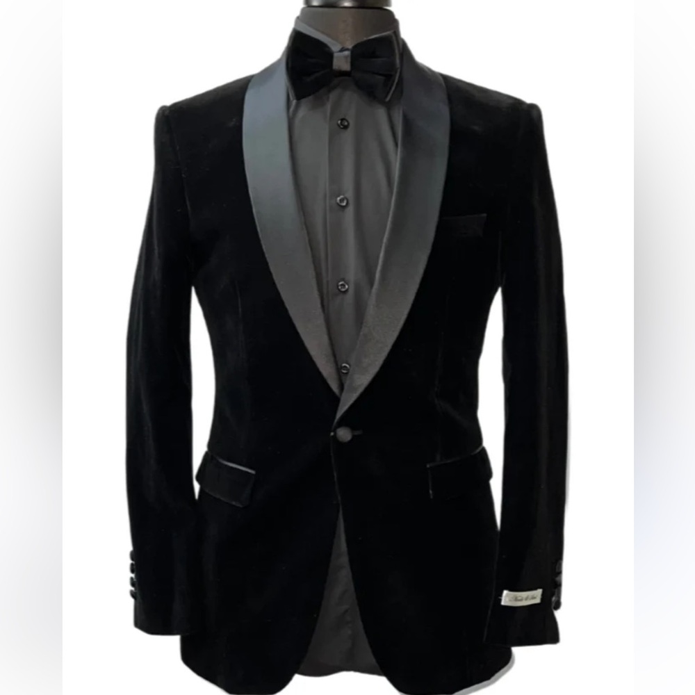 Needle & Stitch Black Velvet Tuxedo Jacket 🆕